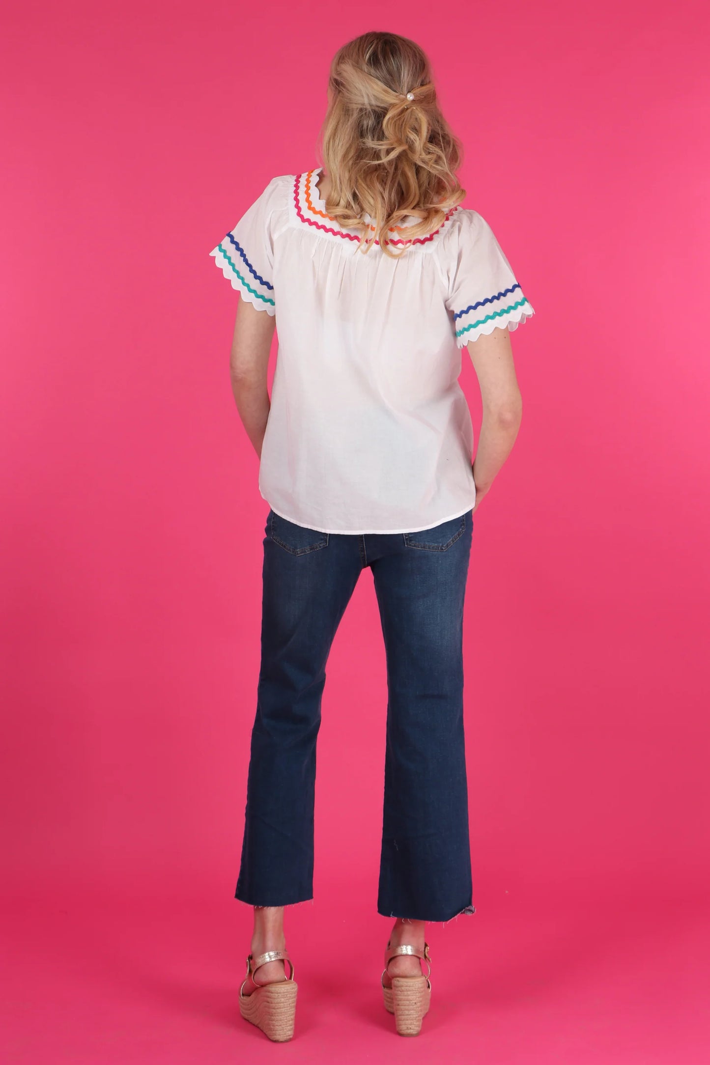 8794TRI White Cotton Smock Top