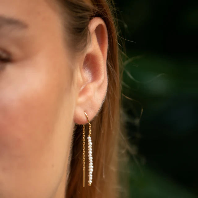 SPG-161 Pearl Threader Earrrings - Gold Plated