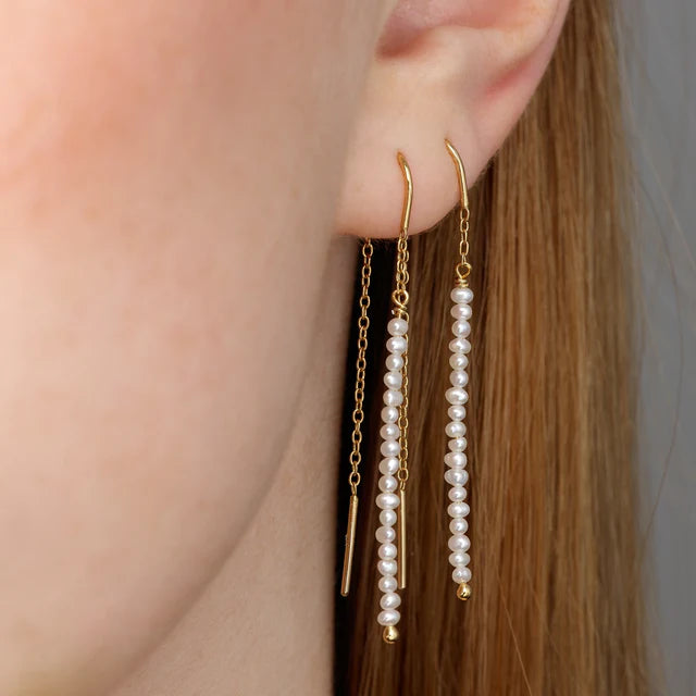 SPG-161 Pearl Threader Earrrings - Gold Plated