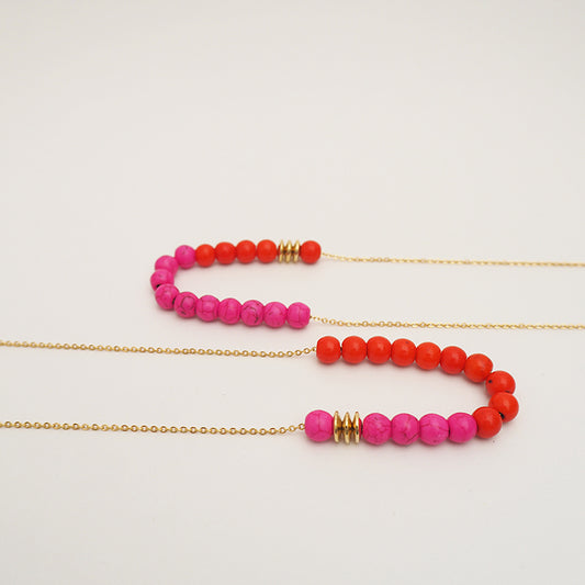 ABA/02P Abacus pink/orange colourful necklace