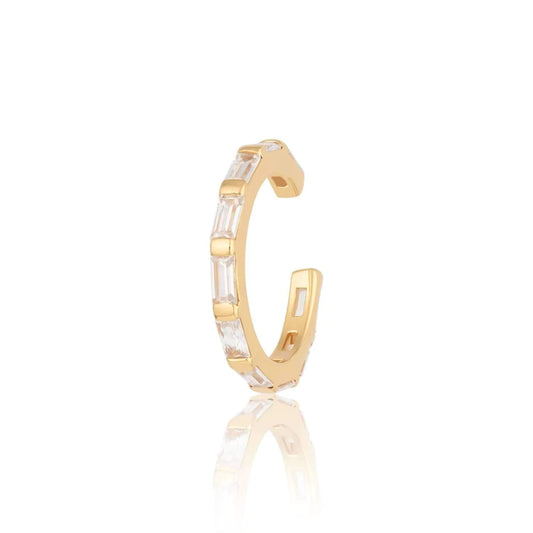 SPECGS171 Sparkling Baguette Single Ear Cuff Gold Plated