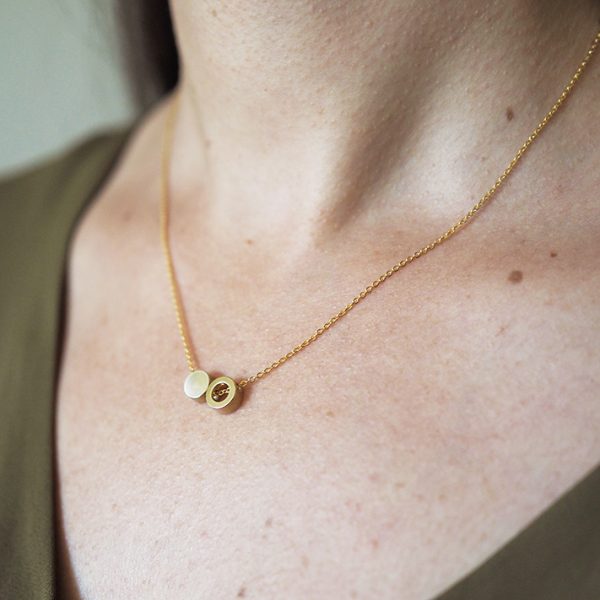 LIM/08 less is more brass ring+disc necklace