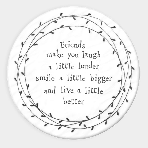 136 Porcelain Leaf Coaster Friends Laugh Louder