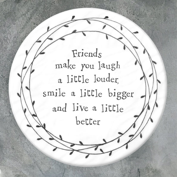 136 Porcelain Leaf Coaster Friends Laugh Louder