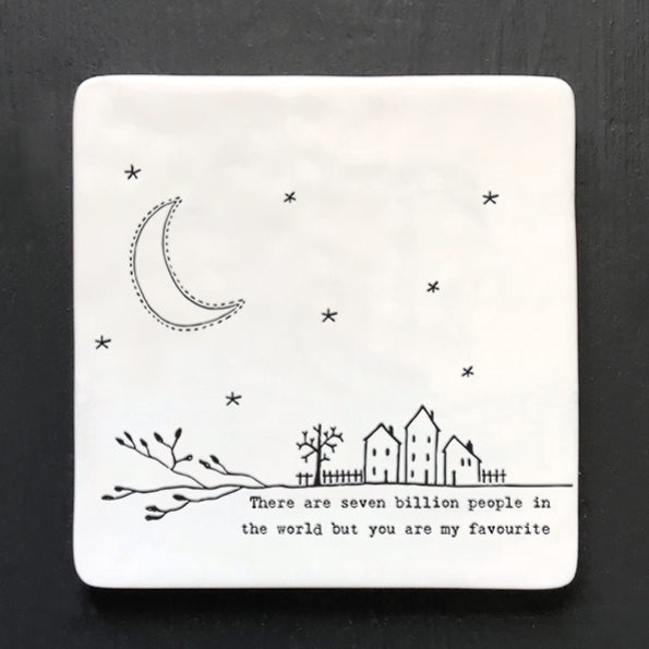 162 Porcelain Square Coaster 7 Billion People