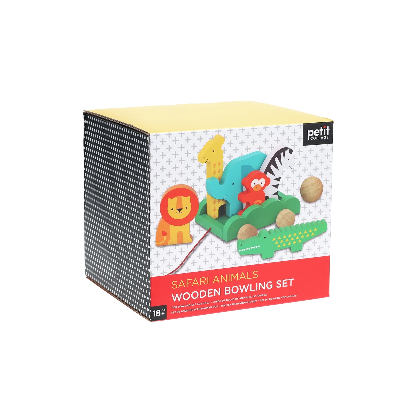 0810073340763 Safari Animals Wooden Bowling