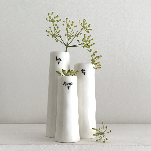 5780 Trio of bud vases Love you Always