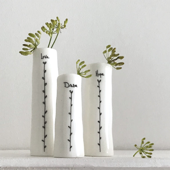 5782 Trio of bud vases Love Hope Dreams