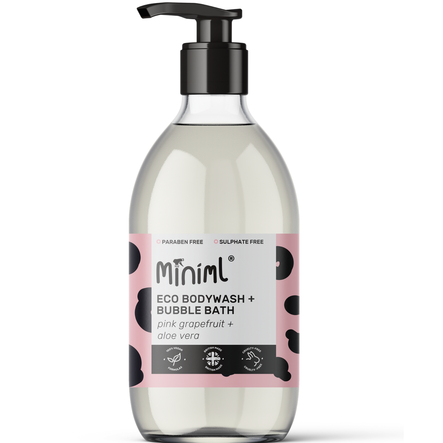 Min147 BWash & BBath 500ml Glass bottle w pump