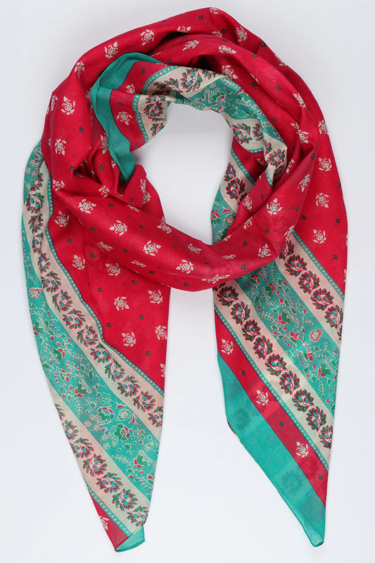 3156 Cotton Scarf with Ornamental Print