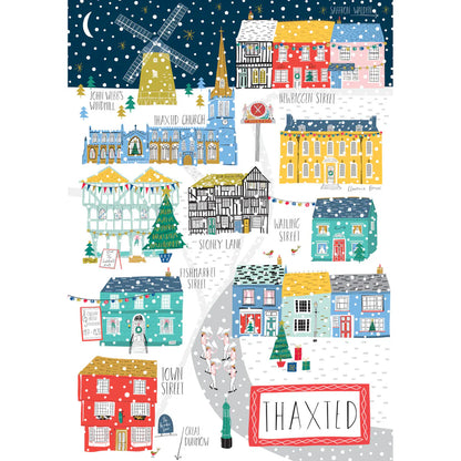 Thaxted Tea Towel Christmas Village