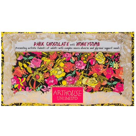 CHOC063 Bee Free. Dark Chocolate w Honeycomb