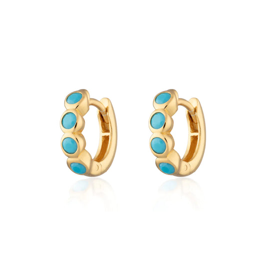 SPG-377 Bezel Huggie Earrings With Turquoise - GP