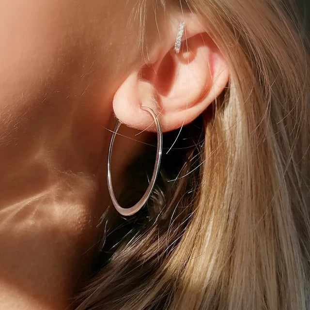 SPESSS122 Flat Hoop Earrings - St Silver