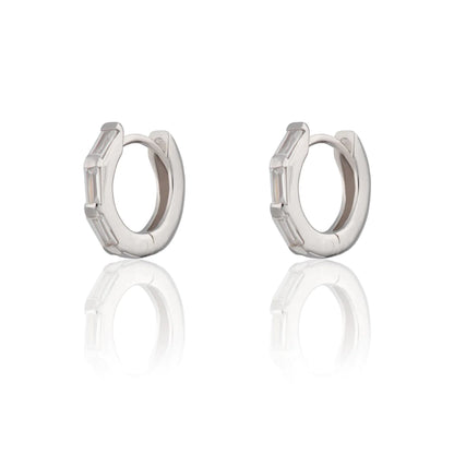 SPESSS164 Baguette Huggie Clear Stones - SS