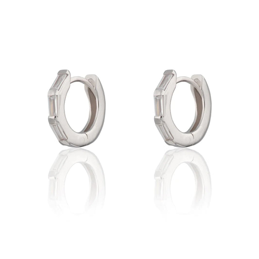 SPESSS164 Baguette Huggie Clear Stones - SS