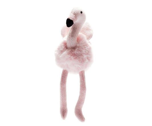 BY4513 Knitted Plush & Tweed Pink Flamingo Baby Rattle