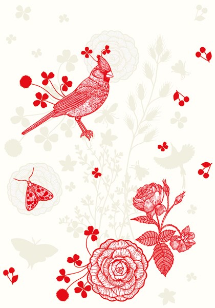 FS14A Red Bird & Roses