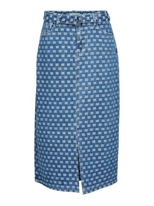 23044744 OBJHedda HW Midi Denim Skirt CC1 AW