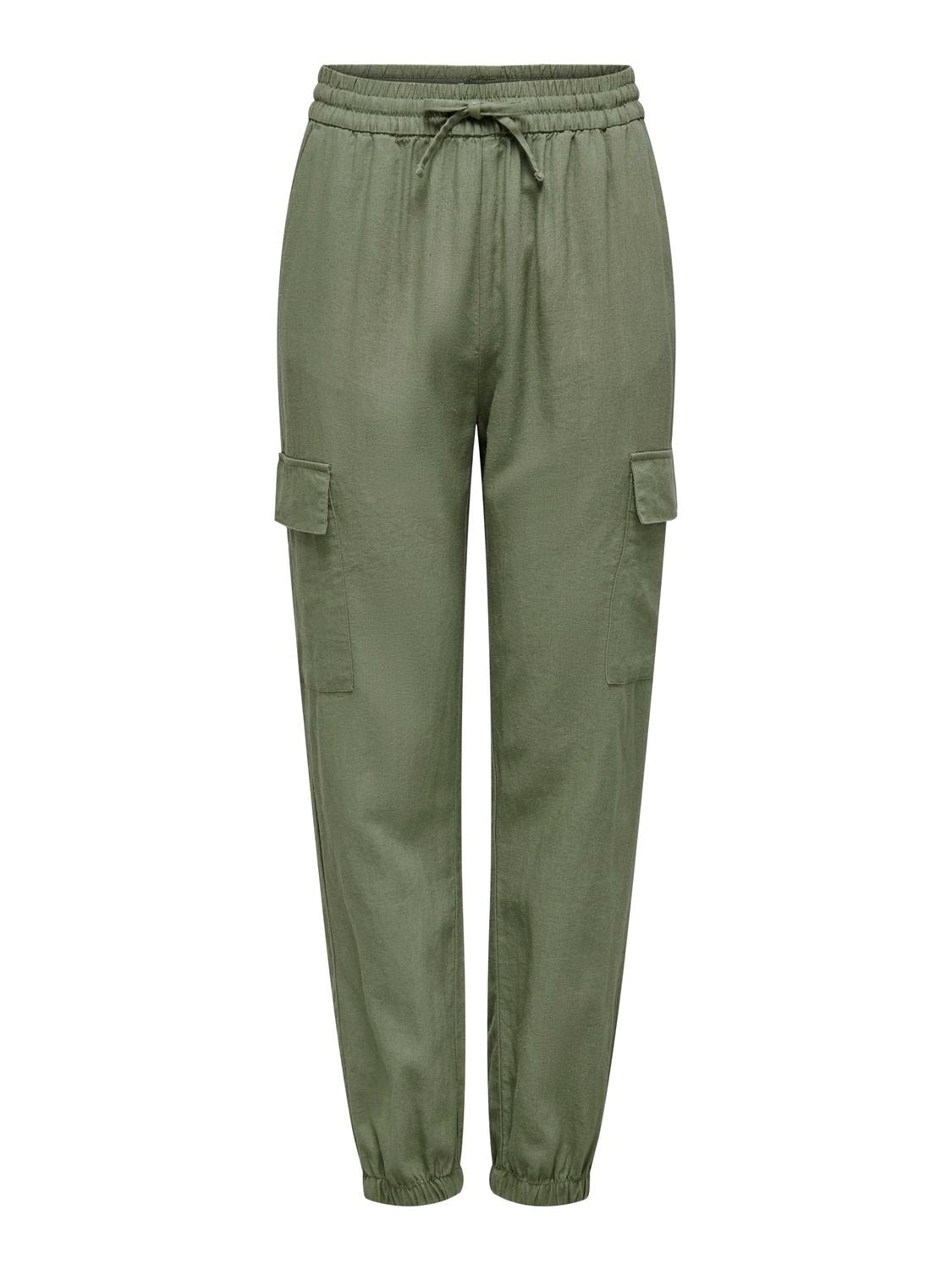 15310987 ONLcaro Linen Pull up Cargo trousers