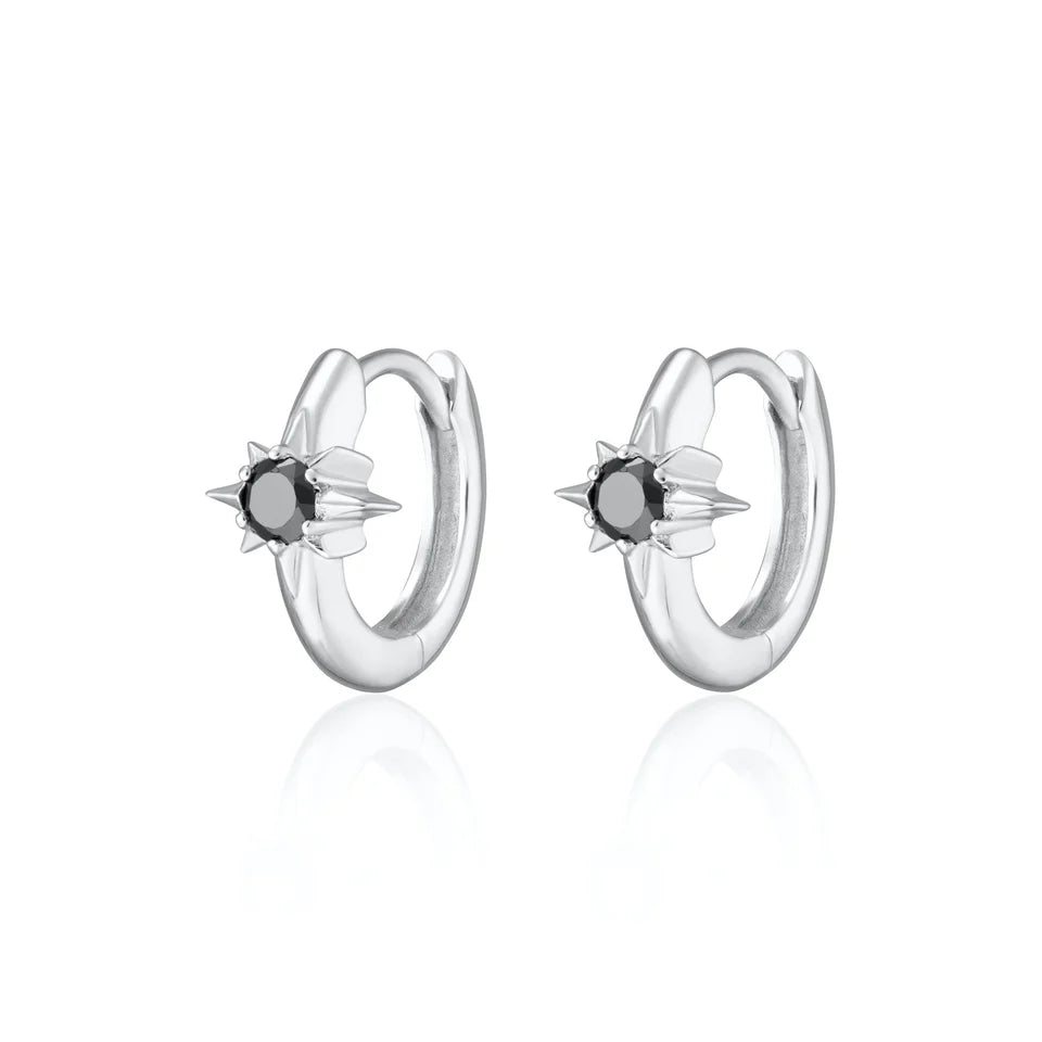 SPS-78 Large Black Star Huggie Earrings