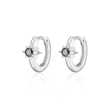 SPS-78 Large Black Star Huggie Earrings
