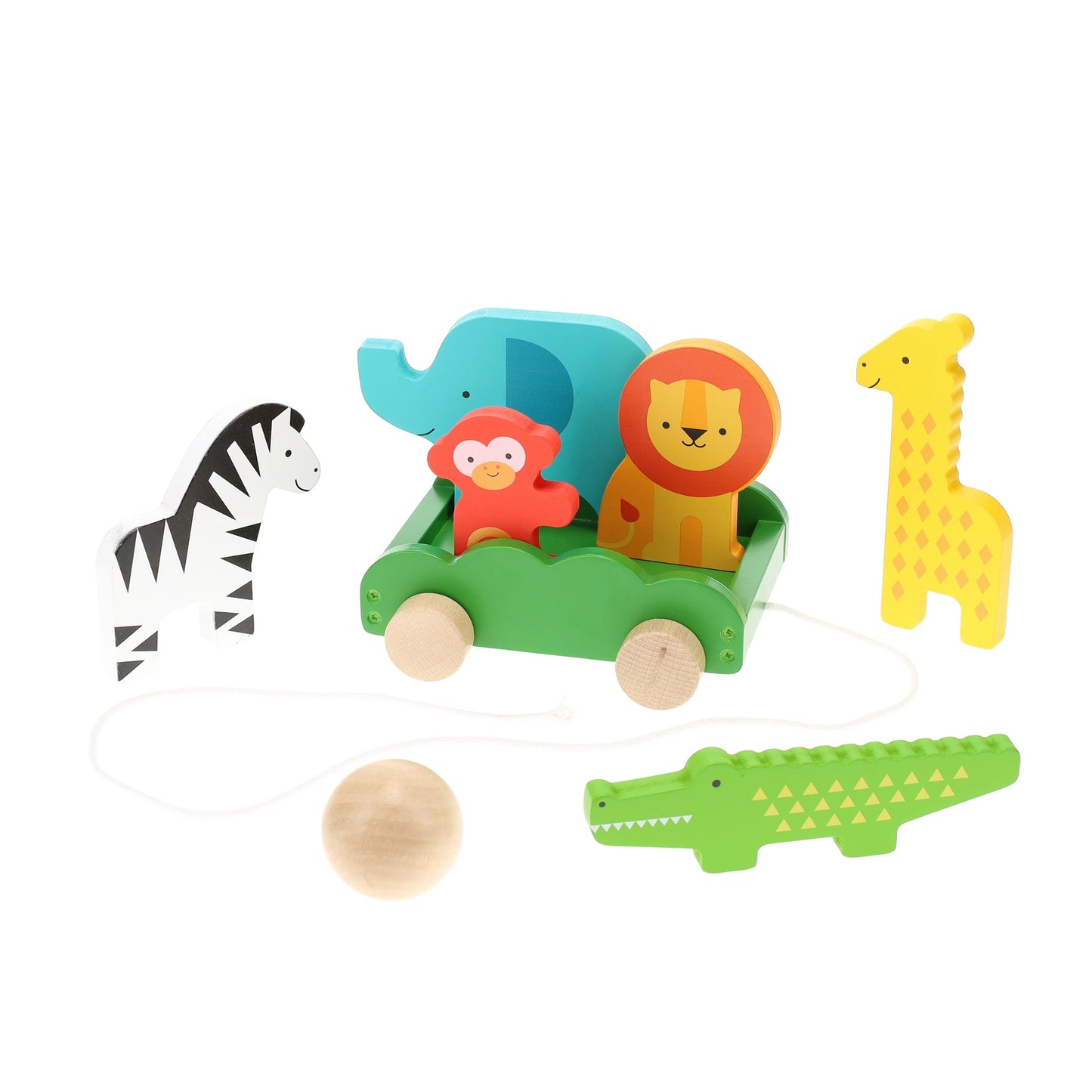 0810073340763 Safari Animals Wooden Bowling