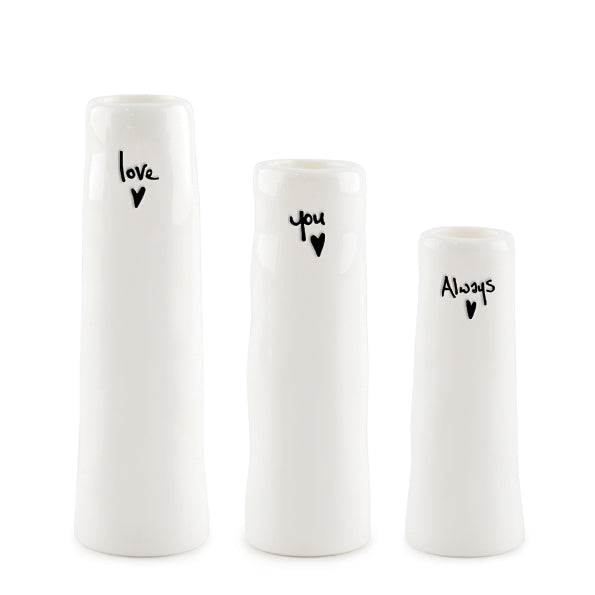 5780 Trio of bud vases Love you Always