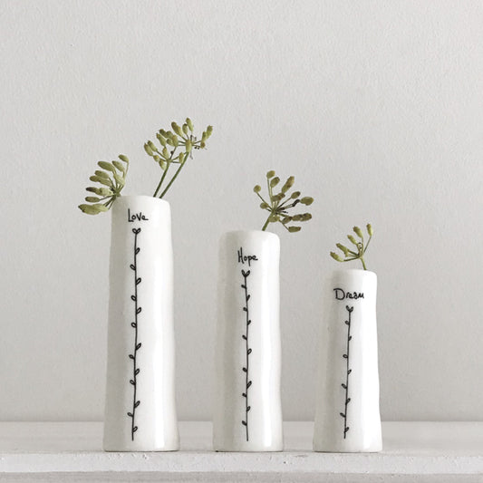 5782 Trio of bud vases Love Hope Dreams
