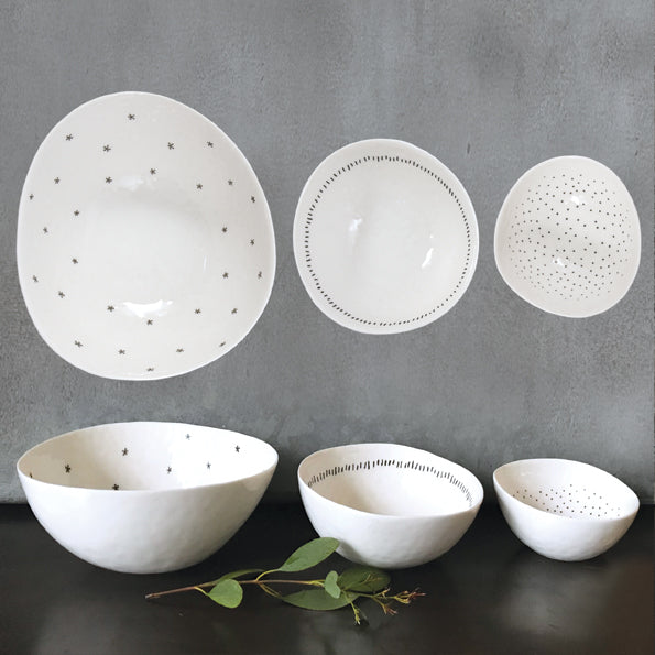 6107 Set of 3 bowls-Stars, dashes & dots