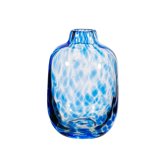 GLEE123 Small Blue Speckled Glass Vase