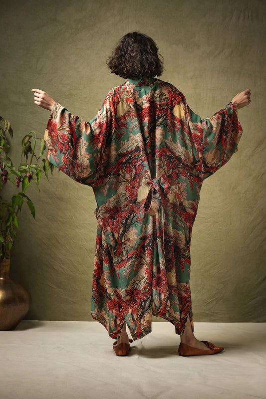One Hundred Stars Crepe Long Kimono
