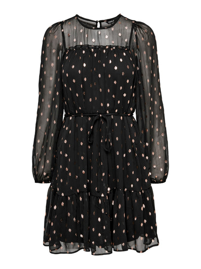 15277620 Onlivy FR Foil L/S V neck dress