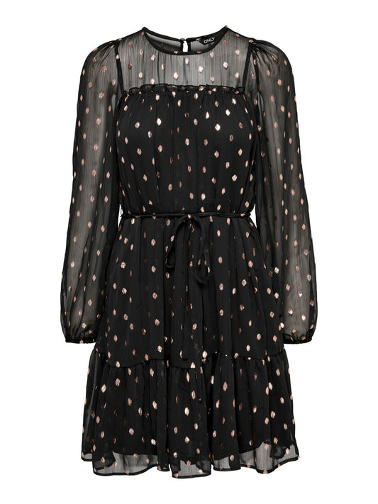 15277620 Onlivy FR Foil L/S V neck dress